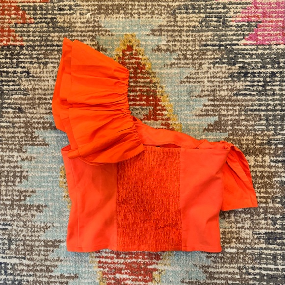 Cute Orange One Shoulder Game Day Top - Picture 2 of 2